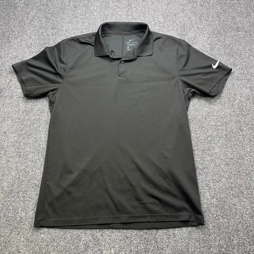 Nike Dri-Fit Golf Athletic Performance Black Solid Short Sleeve Polo Shirt